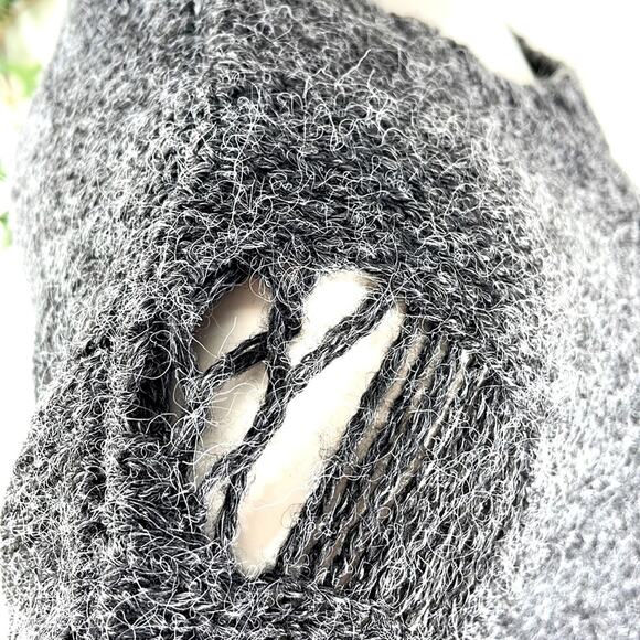 1804 Coin High Low Crew Neck Wool Blend S Grunge Sweater With Styled Holes/Runs - Picture 7 of 16